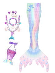 6pcs Mermaid Tail Costume Set with Accessories for Girls