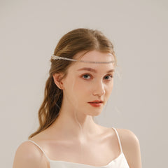 Boho Leaf Tassel Rhinestone Head Chain Crystal Headband Golden Jewelry Hair Acce