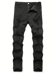 Men's Slim Fit Ripped Jeans Casual Street Style Distressed Denim Pants