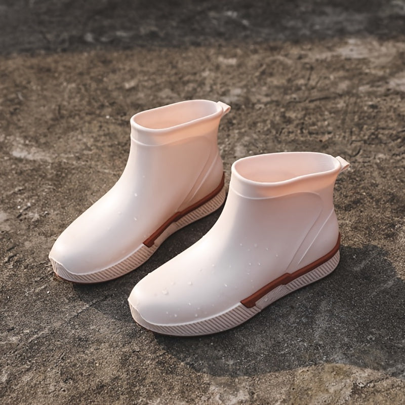 Women's Short Rain Boots Waterproof Slip on Non slip Shoes