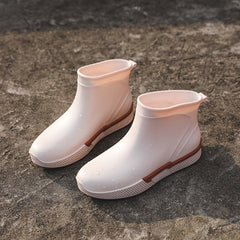 Women's Short Rain Boots Waterproof Slip on Non slip Shoes