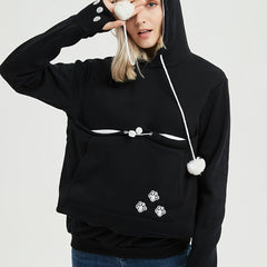 Cat Paw Pattern Pocket Hoodie Long Sleeve Hoodies