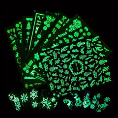 9pcs Christmas Nail Art Stickers Snowflake Elk Christmas Tree Nails