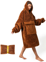 Fluffy Winter Robe Oversized Home Wear with Pocket