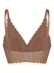 Scallop Trim Wireless Bra Skin-Friendly Seamless Lingerie