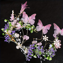 Mesh Butterfly Headband Faux Pearl Hair Hoop Women's Hair Accessories