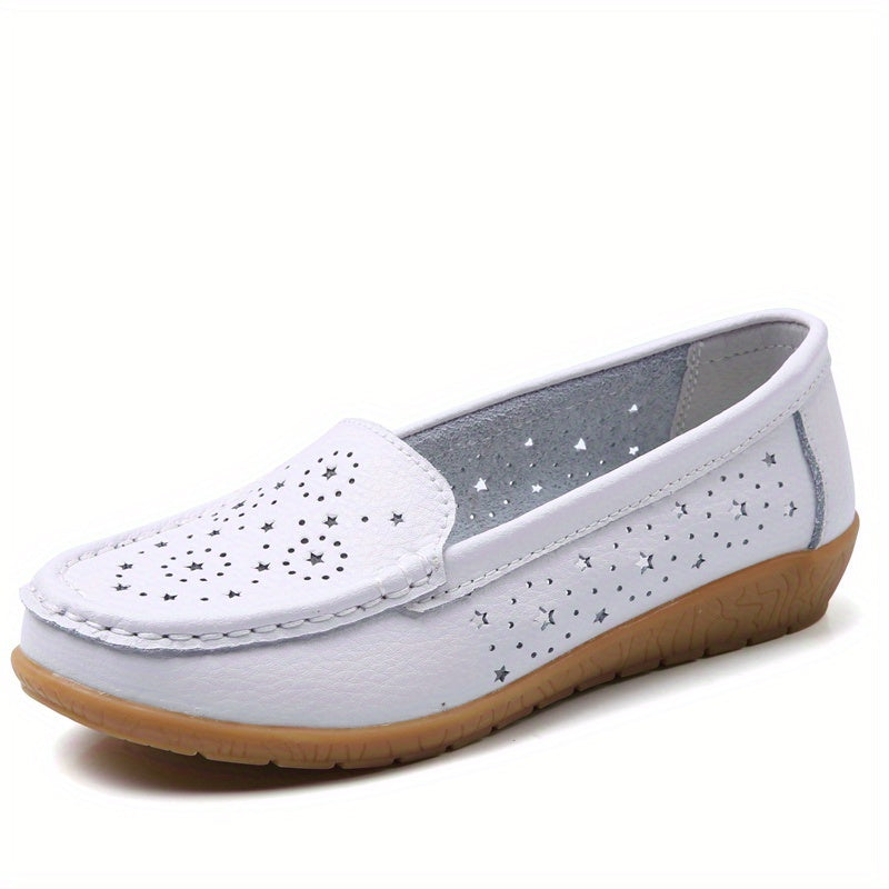 Women's Hollow Out Flat Loafers Soft Sole Slip On Shoes