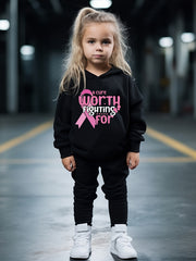 2pcs A CURE WORTH FIGHTING FOR Print Hoodies Pants Set