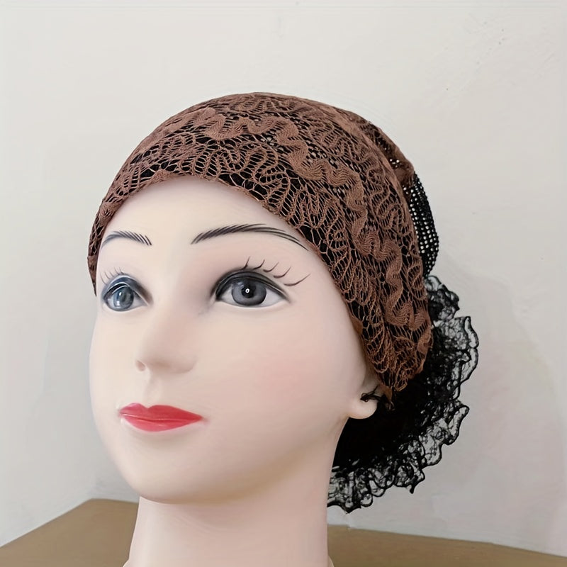 Embroidery Lace Turban Cap Lightweight Inner Hijab Hats