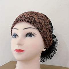 Embroidery Lace Turban Cap Lightweight Inner Hijab Hats