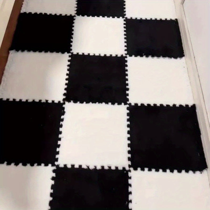10pcs Plush Puzzle Foam Floor Mat Interlocking Carpet Protective Comfort Pads