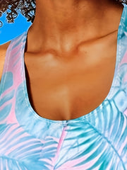Leaf Print Tennis Sports Tank Top for Women