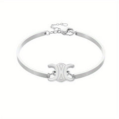 Golden Sliver Arc Bangle Bracelet For Girls