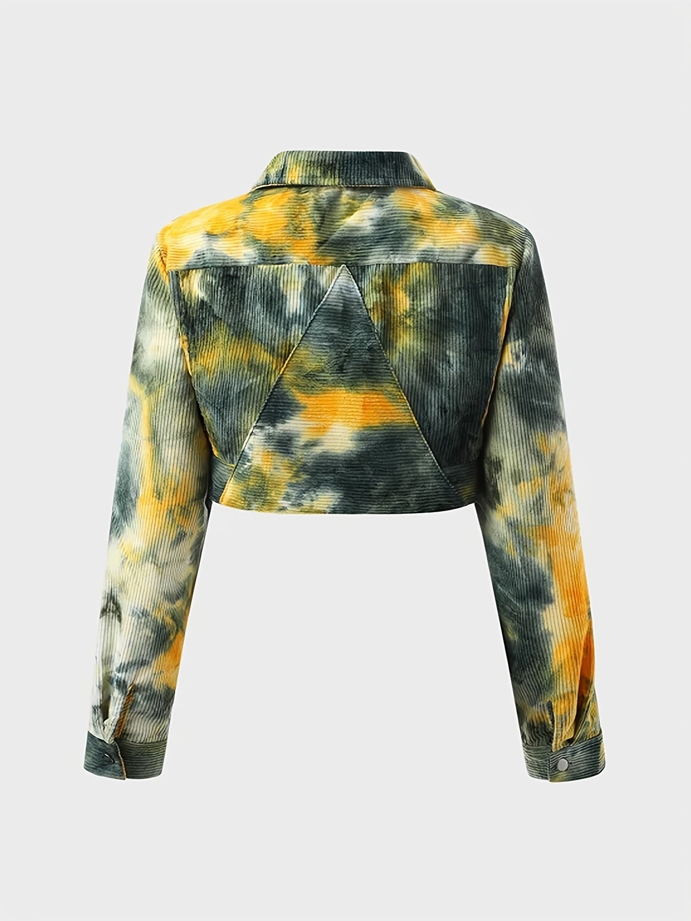 Tie Dye Crop Jacket Lantern Sleeve Casual Outerwear