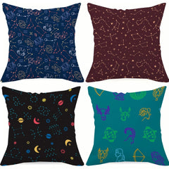 4pcs Zodiac Anime Flannel Throw Pillow Covers Decorative Pillowcase