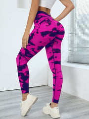 Tie Dye Seamless Sports Leggings Women High Waist Yoga Butt Lifting Tights