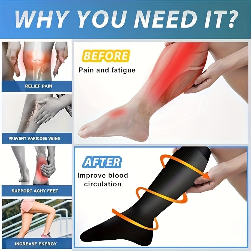 Compression Socks 15-20 MmHg Knee High For Nurses Running Hiking