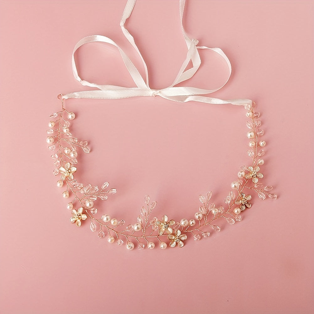 Flower Charm Hairband Rhinestone & Crystal Headband Bridal Wedding Accessory
