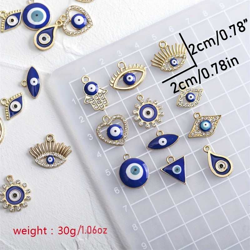 24pcs Evil Eye Alloy Pendant for DIY Necklace Bracelet Earrings