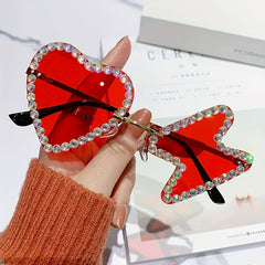 Children's Rhinestone Heart & Hourglass Shape Sunglasses