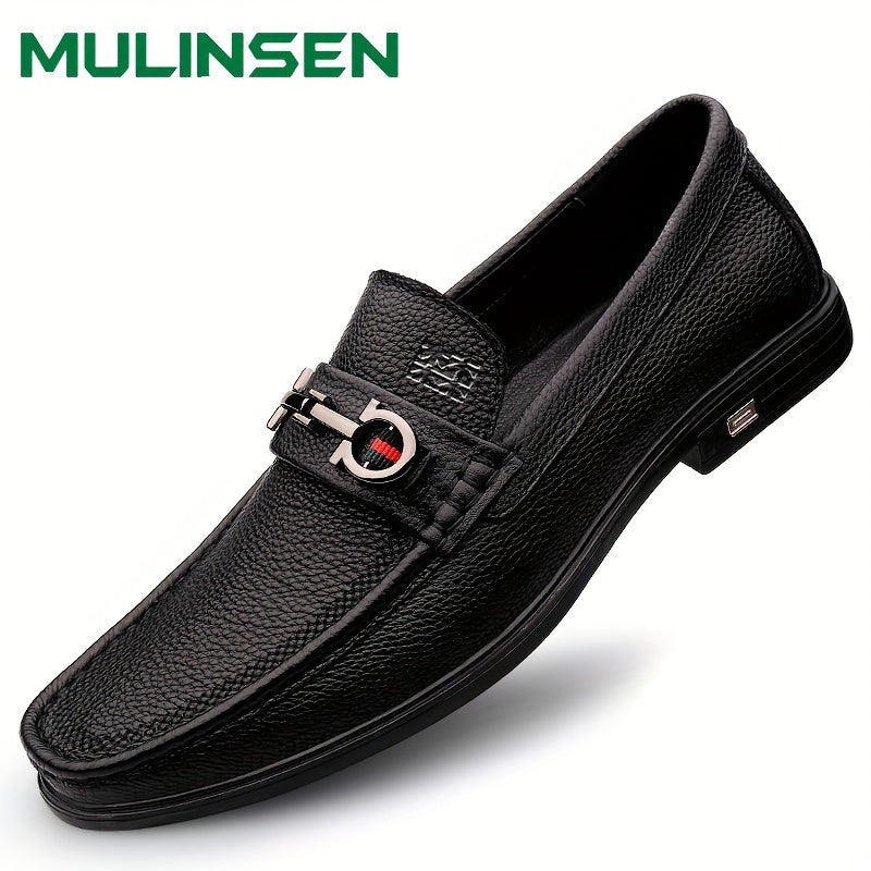 Men's No Tie Slip On Leather Shoes Casual Outdoor Walking Shoes