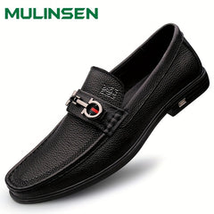 Men's No Tie Slip On Leather Shoes Casual Outdoor Walking Shoes