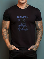 Men's Printed Leisure Sports T shirt Casual Stretch Round Neck Tee Shirt