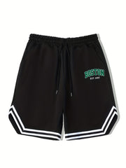 Men's Boston Graphic Drawstring Streetwear Shorts