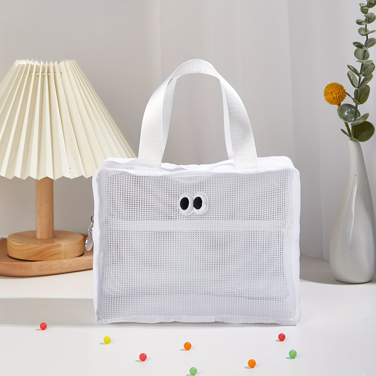 Cartoon Mesh Handbag Portable Travel Toiletry Bag
