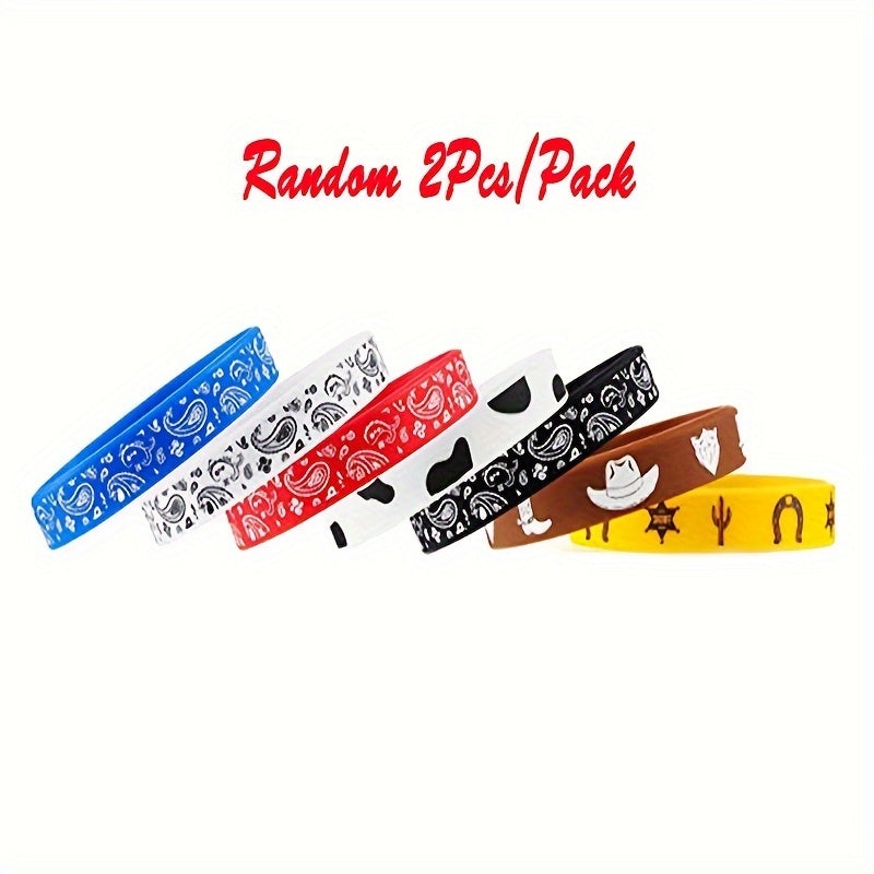 2Pcs Cowboy Ink Printing Silica Gel Bracelet for Sports Team