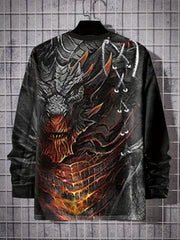 Monster 3D Print Men's Long Sleeve T-Shirt Vintage Style Tee Autumn Clothing