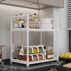 2 Layer Kitchen Storage Rack - Space Saving Countertop Organizer