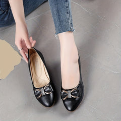 Bowknot Decor Wedge Heel Shoes Casual Point Toe Comfortable Walking Shoes