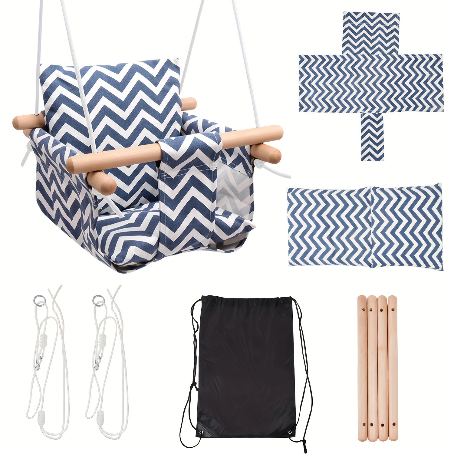 Canvas Baby Swing with Soft Backrest Cushion
