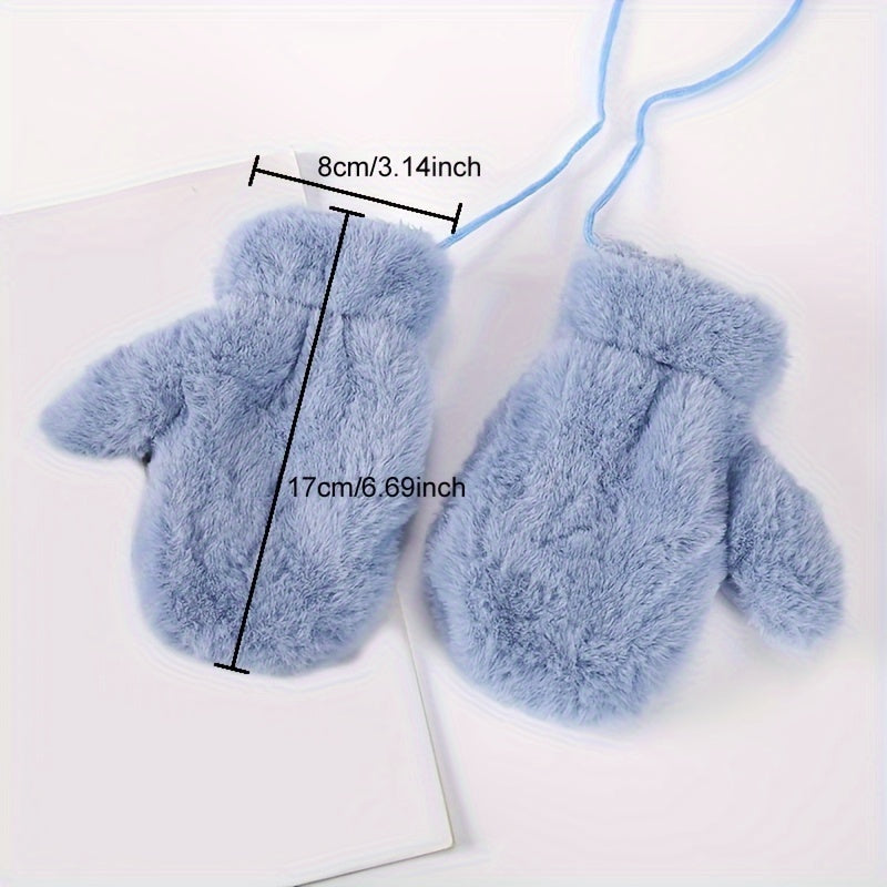 Kids' Winter Gloves w/ Hanging Rope, Thickened, Autumn & Winter