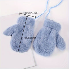 Kids' Winter Gloves w/ Hanging Rope, Thickened, Autumn & Winter