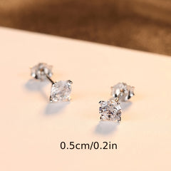 3pcs 925 Silver Stud Earrings Set For Women 4mm 5mm 6mm Gift