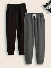 2 Boys Drawstring Active Sweatpants Solid Jogger Sports Pants
