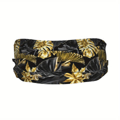 Golden Palm Leaf Sports Headband Sweat Wicking Stretchy Breathable