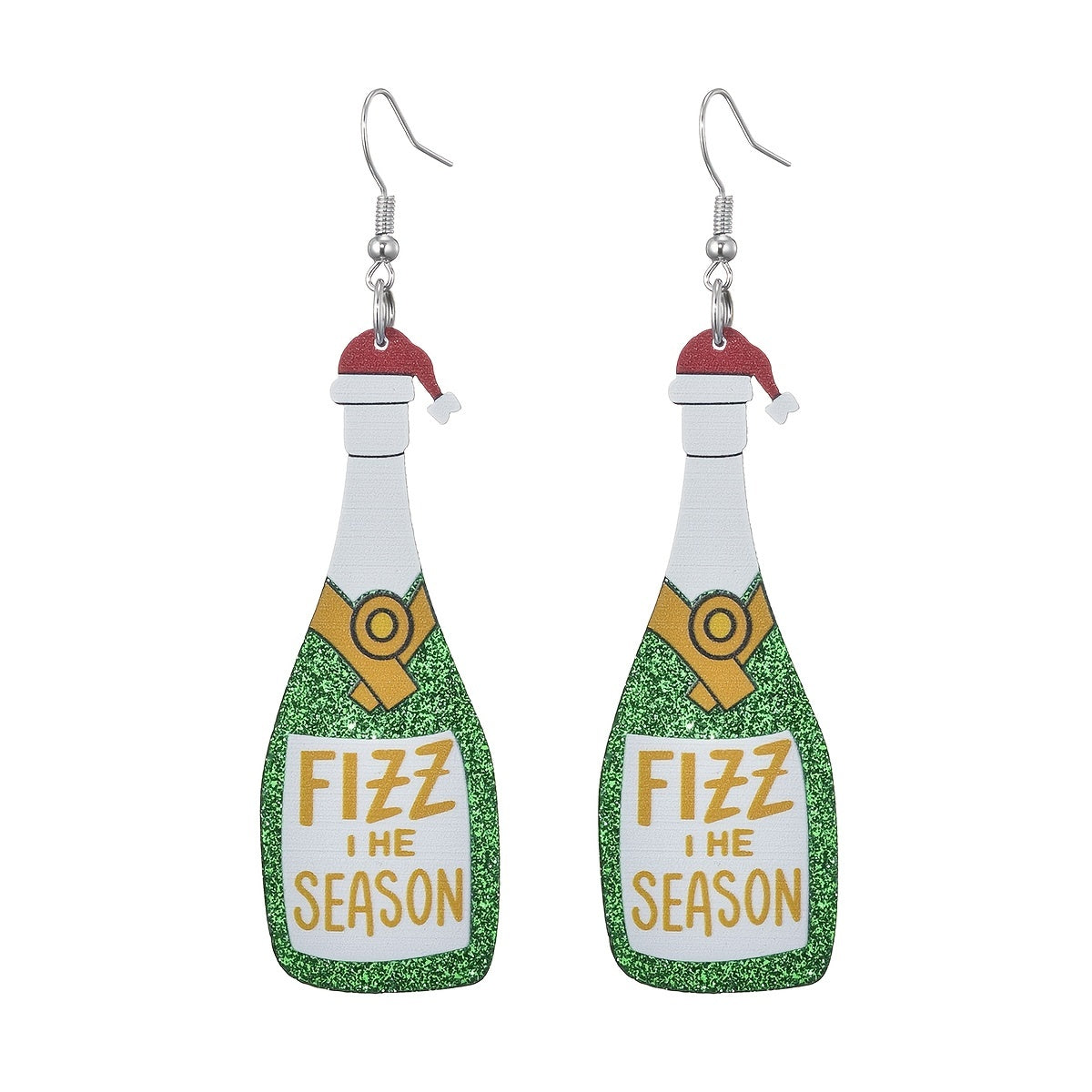 Christmas Beer Bottle Dangle Ear Stud Festivals Accessories