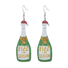 Christmas Beer Bottle Dangle Ear Stud Festivals Accessories