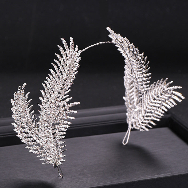 Rhinestone Feather Crown Hairband Bridal Wedding Party Favor