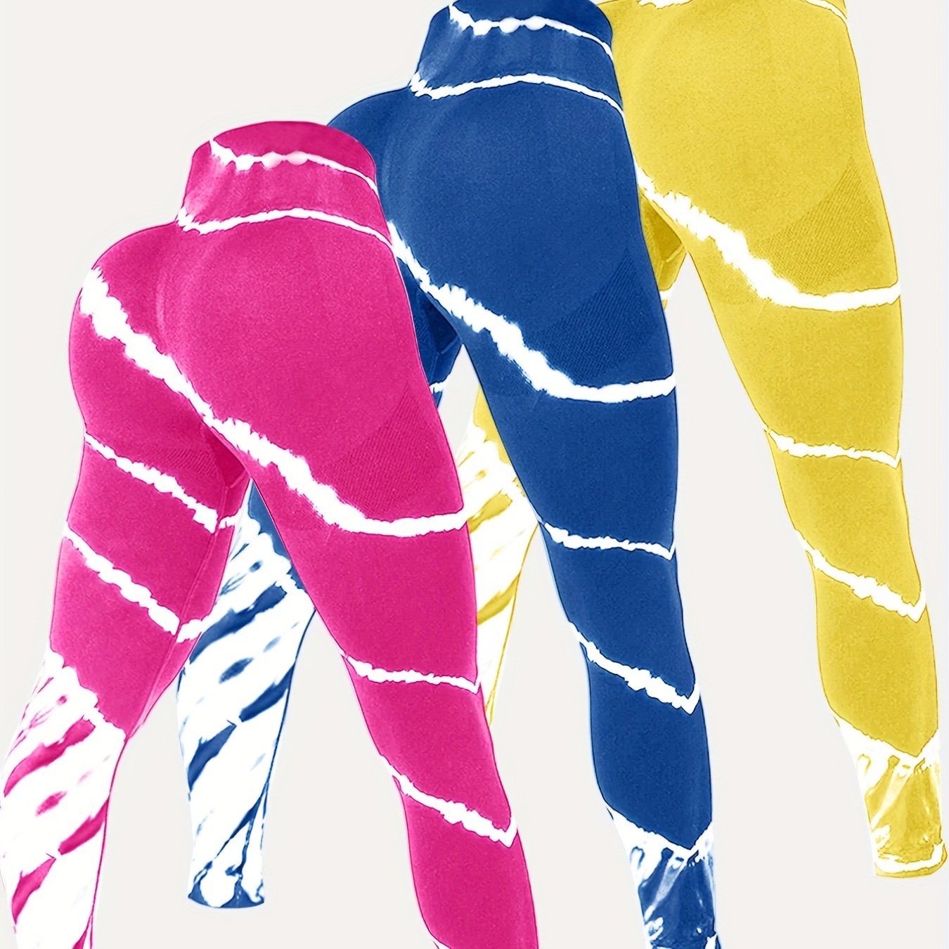 Tie Dye Striped High Waist Yoga Pants Slimming Tight Peach Hip Leggings