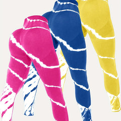 Tie Dye Striped High Waist Yoga Pants Slimming Tight Peach Hip Leggings