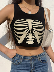 Skeleton Print Tank Top Sleeveless Summer Tank Top Women's Clothing