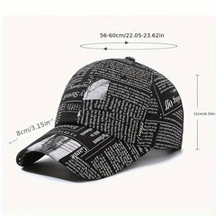 Newspaper Printed Baseball Cap Vintage Hat