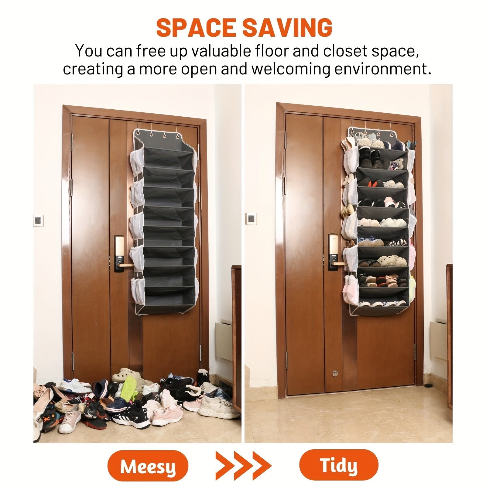 9 Layer Over the Door Storage Bag Wall Mount Organizer for Shoes Toys Bras
