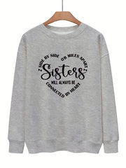 Warming Letter Print Pullover Sweatshirt Casual Loose Drop Shoulder Comfy