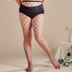 Net Fishnet High Rise Stockings for Plus Size Women