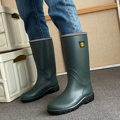 Women's Knee High Rain Boots Waterproof Slip On Shoes